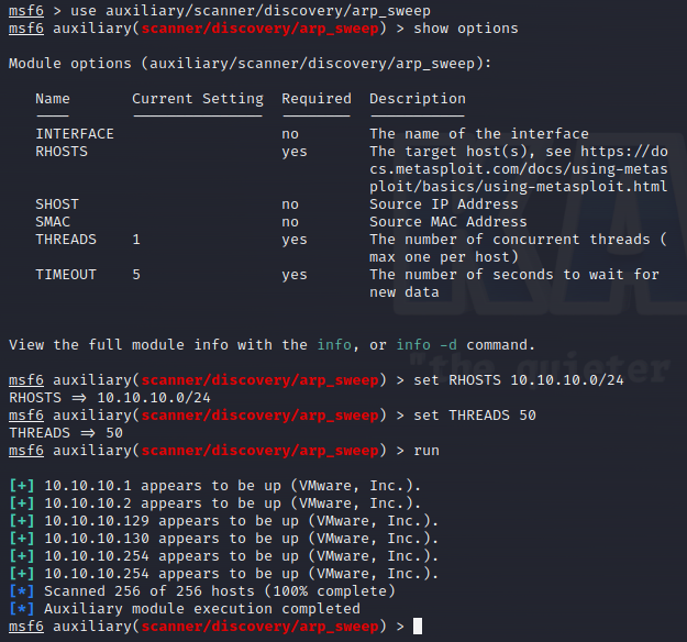 arp_sweep模块扫描结果