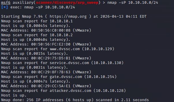 nmap 存活主机扫描结果